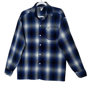 VTG CalTop Shirt Mens Medium Flannel Plaid Button Long Sleeve Y2K Fits L‎